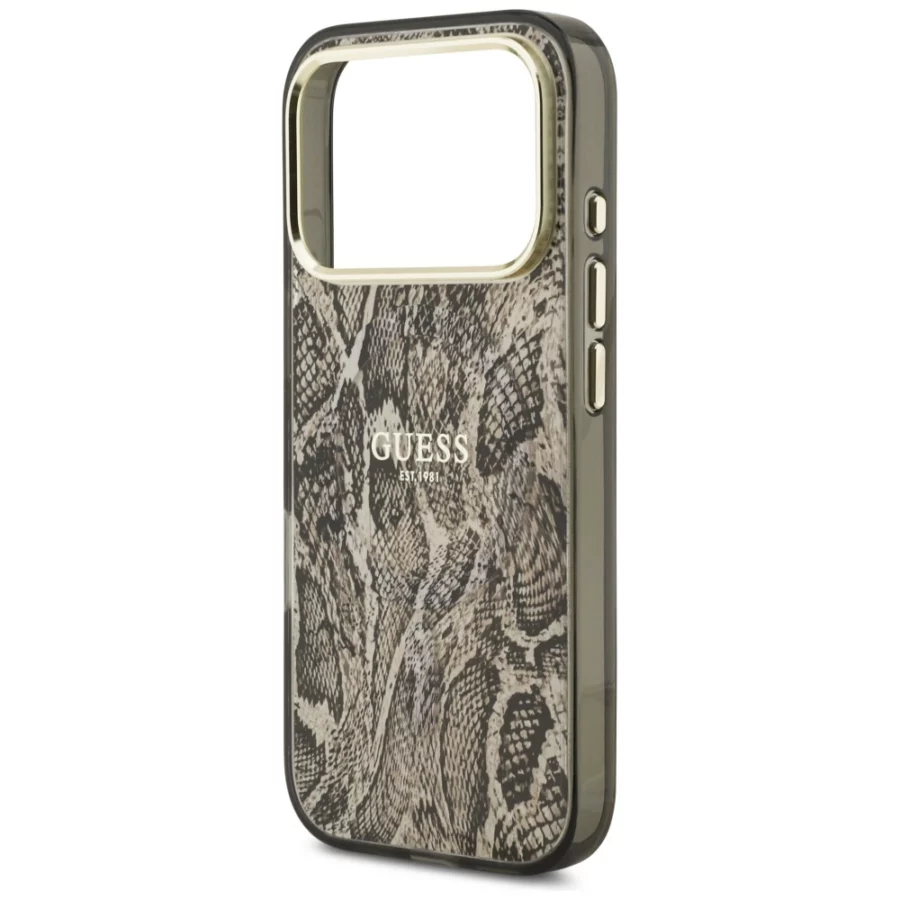 Etui Guess Python Pattern MagSafe na iPhone 17 Pro Max / 18 Pro Max - brązowe