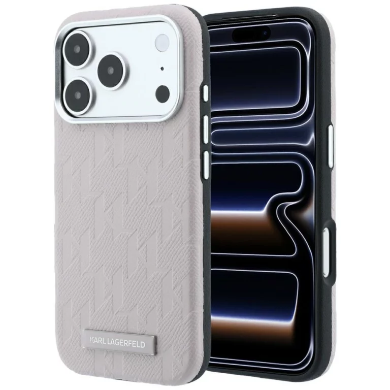 Etui Karl Lagerfeld Grained Mono Resin Logo MagSafe na iPhone 17 Pro / 18 Pro - różowe