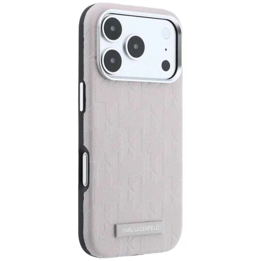 Etui Karl Lagerfeld Grained Mono Resin Logo MagSafe na iPhone 17 Pro / 18 Pro - różowe