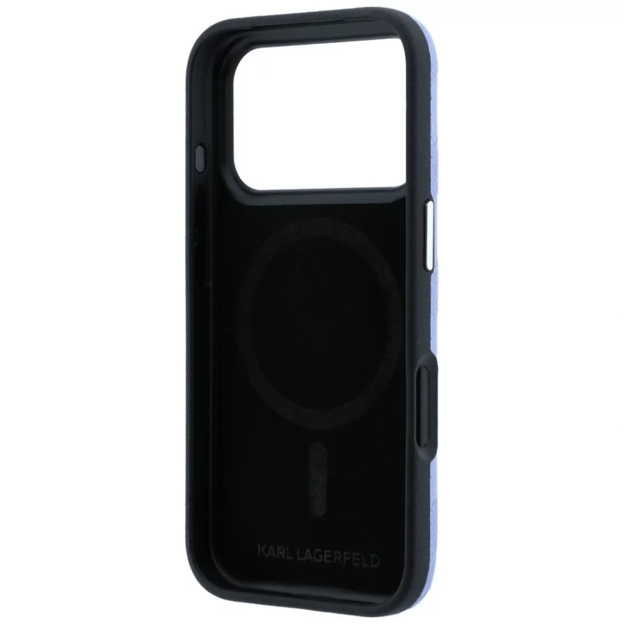 Etui Karl Lagerfeld Grained Mono Resin Logo MagSafe na iPhone 17 Pro Max / 18 Pro Max - jasnoniebieskie