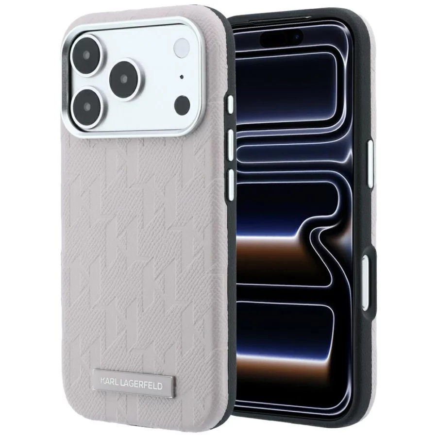 Etui Karl Lagerfeld Grained Mono Resin Logo MagSafe na iPhone 17 Pro Max / 18 Pro Max - różowe