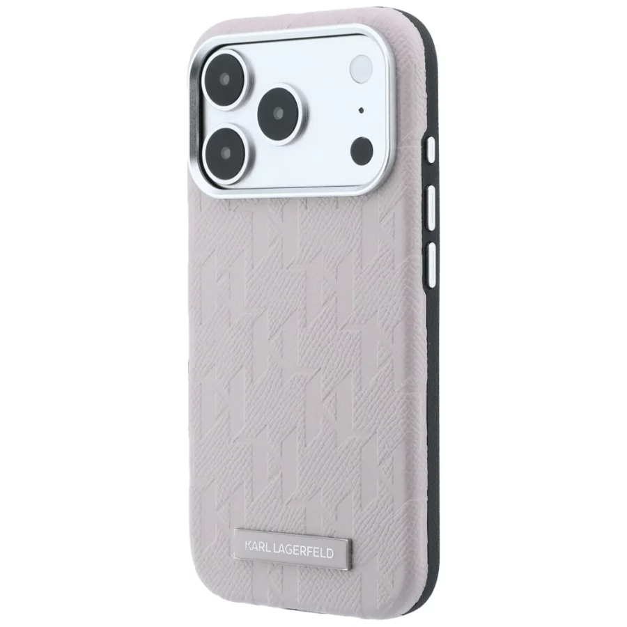 Etui Karl Lagerfeld Grained Mono Resin Logo MagSafe na iPhone 17 Pro Max / 18 Pro Max - różowe