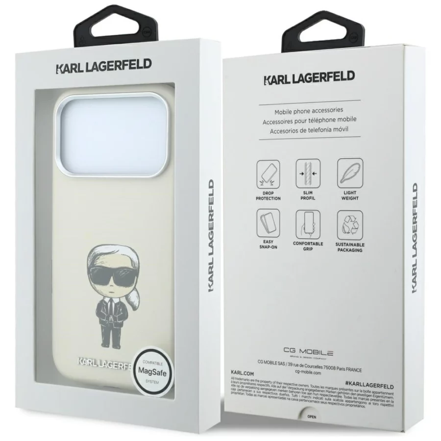 Etui Karl Lagerfeld Smooth Ikonik Sketch MagSafe na iPhone 18 Pro / 17 Pro - beżowe