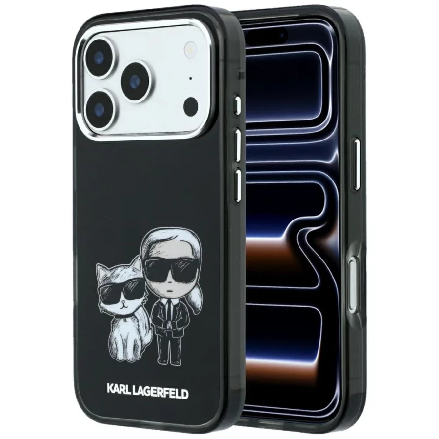 Etui Karl Lagerfeld Smooth Karl & Choupette Bodies Sketch MagSafe na iPhone 18 Pro / 17 Pro - czarne
