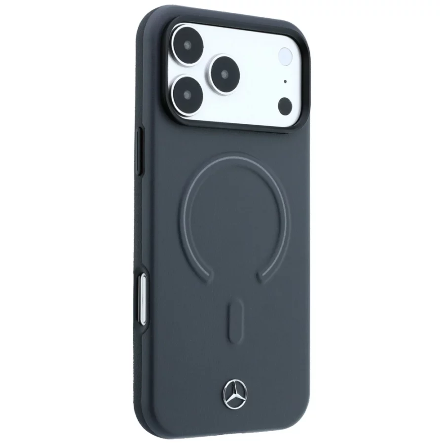 Etui Mercedes Leather 3D MagSafe na iPhone 18 Pro / 17 Pro - antracytowe
