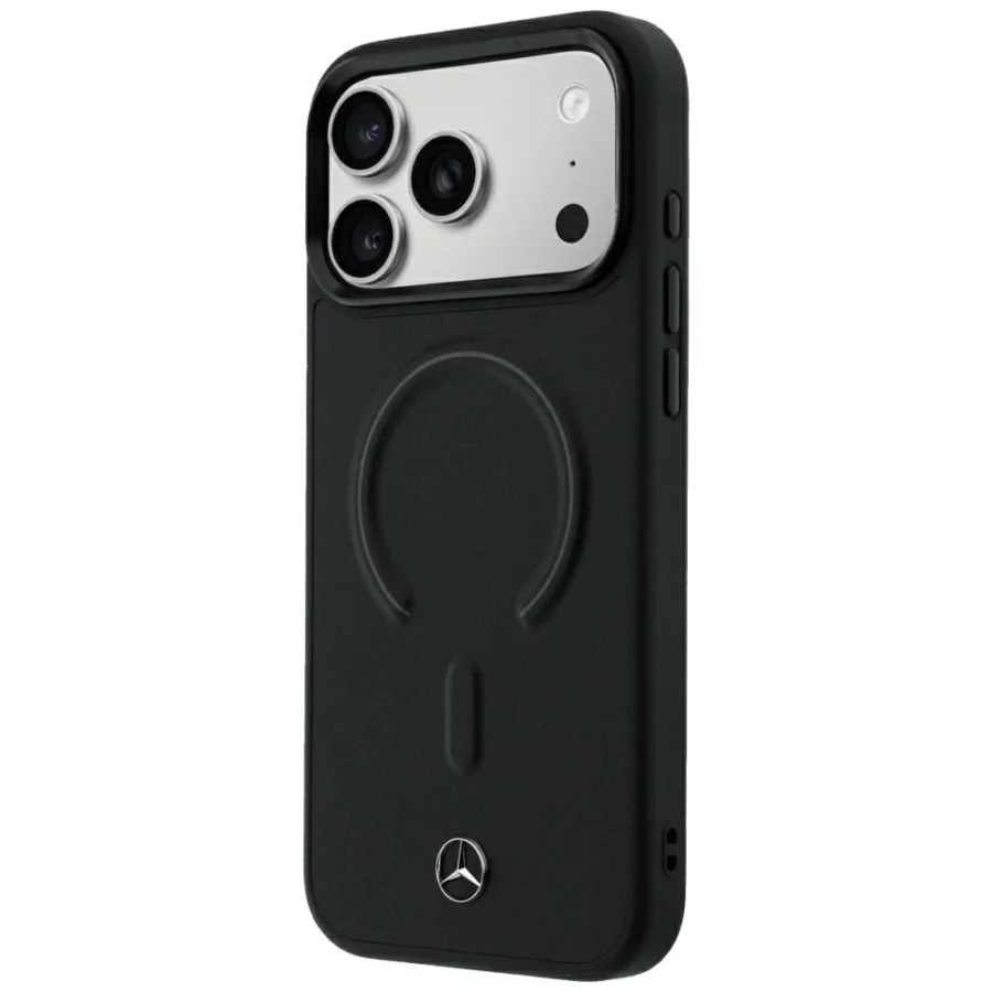 Etui Mercedes Leather 3D MagSafe na iPhone 18 Pro / 17 Pro - czarne