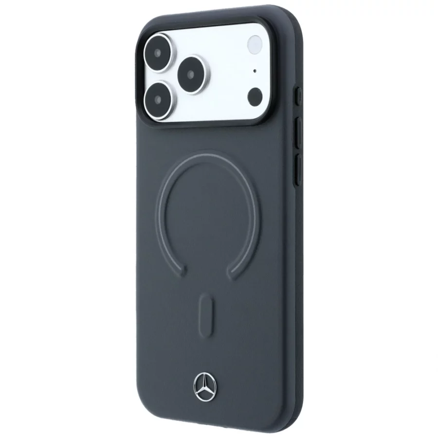 Etui Mercedes Leather 3D MagSafe na iPhone 18 Pro Max / 17 Pro Max - antracytowe