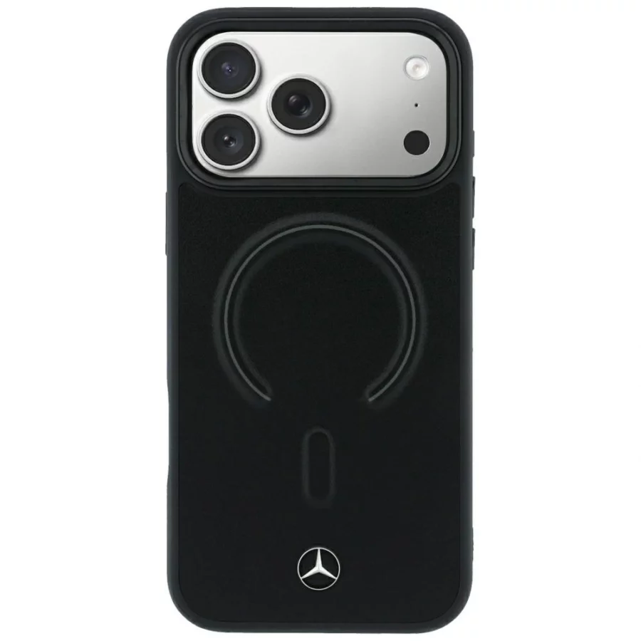 Etui Mercedes Leather 3D MagSafe na iPhone 18 Pro Max / 17 Pro Max - czarne