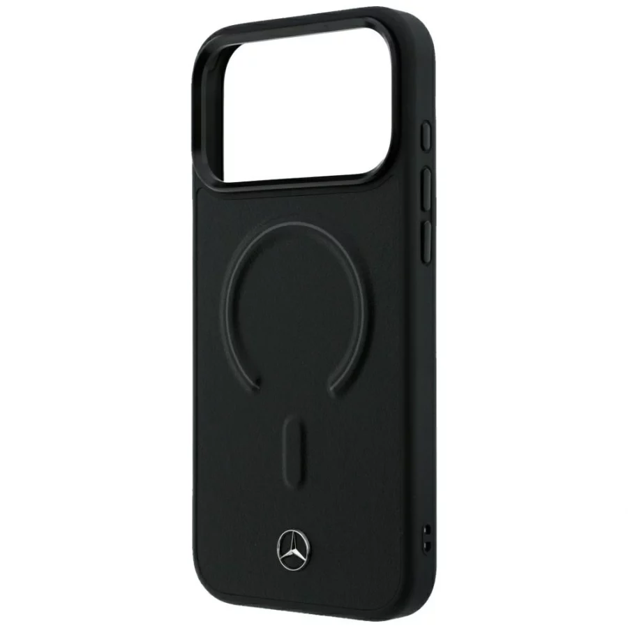 Etui Mercedes Leather 3D MagSafe na iPhone 18 Pro Max / 17 Pro Max - czarne