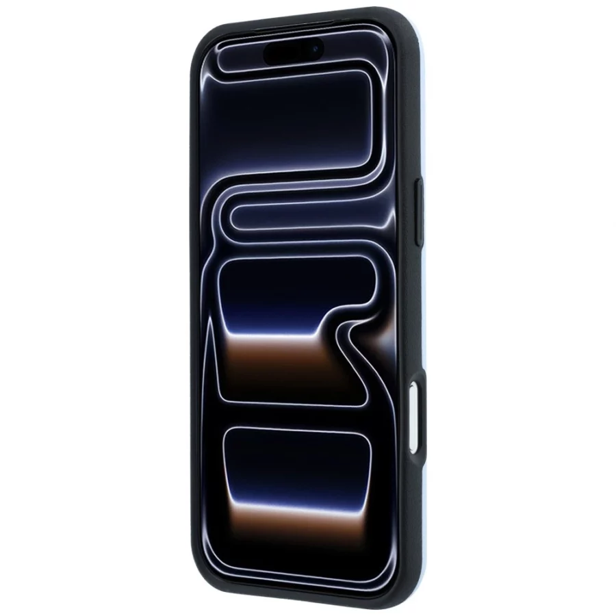 Etui Mercedes Leather 3D MagSafe na iPhone 18 Pro Max / 17 Pro Max - niebieske