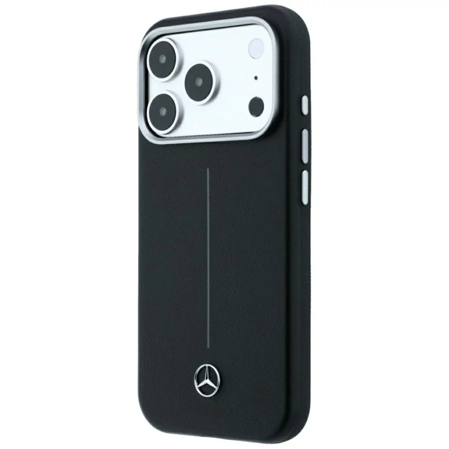 Etui Mercedes Leather Semi Wrap Iconic Line MagSafe na iPhone 18 Pro Max / 17 Pro Max - czarne