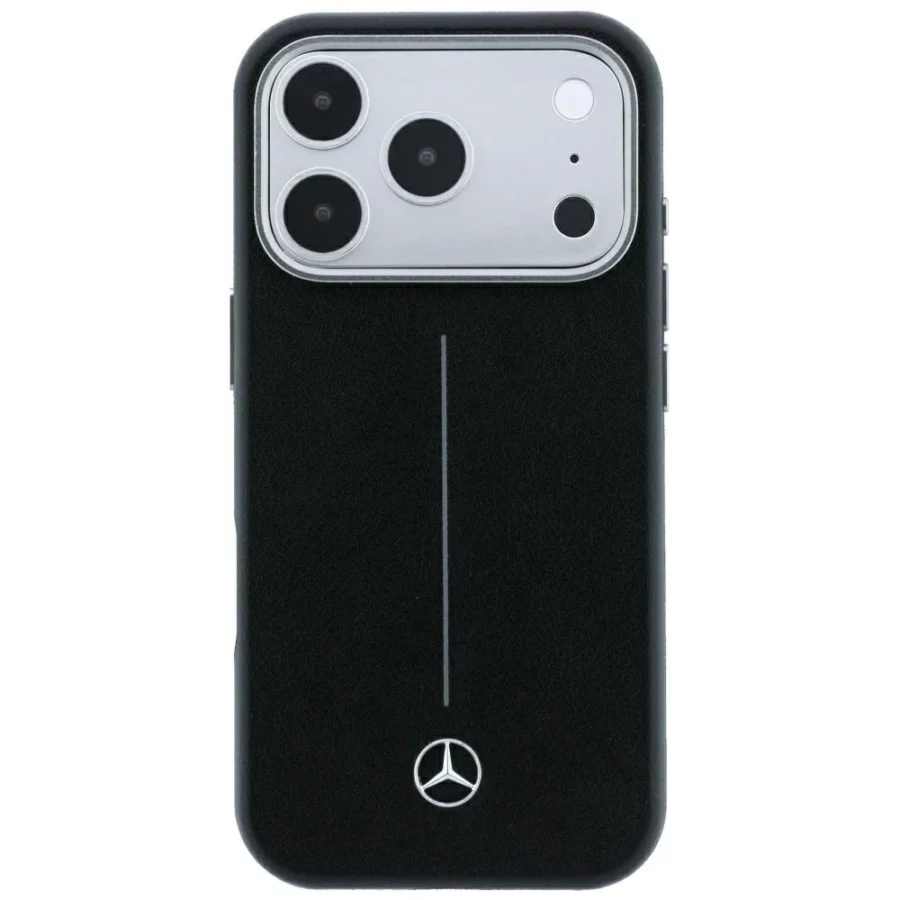 Etui Mercedes Leather Semi Wrap Iconic Line MagSafe na iPhone 18 Pro Max / 17 Pro Max - czarne