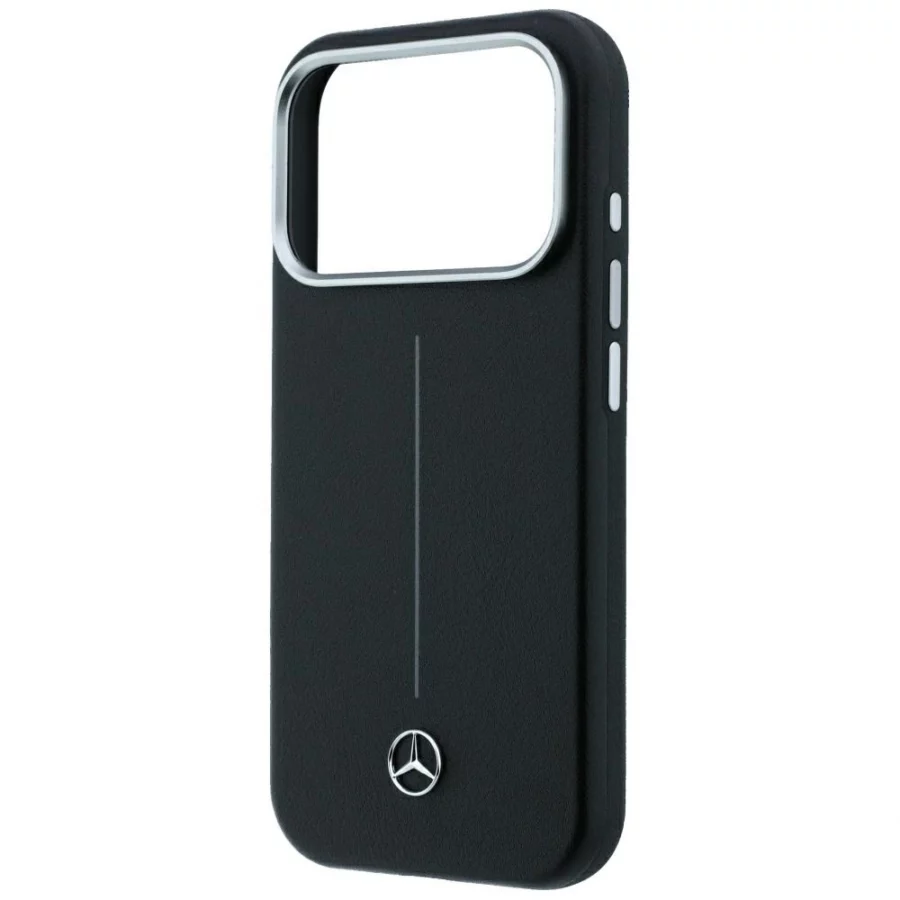Etui Mercedes Leather Semi Wrap Iconic Line MagSafe na iPhone 18 Pro Max / 17 Pro Max - czarne