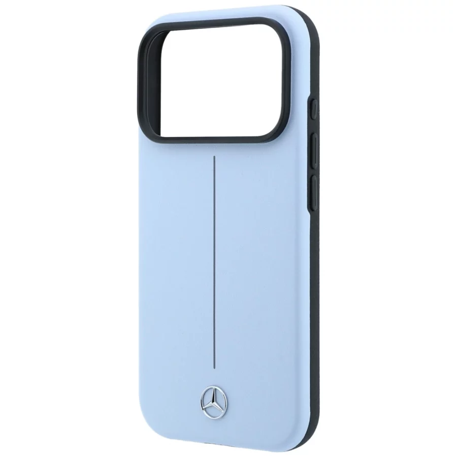 Etui Mercedes Leather Semi Wrap Iconic Line MagSafe na iPhone 18 Pro Max / 17 Pro Max - niebieske