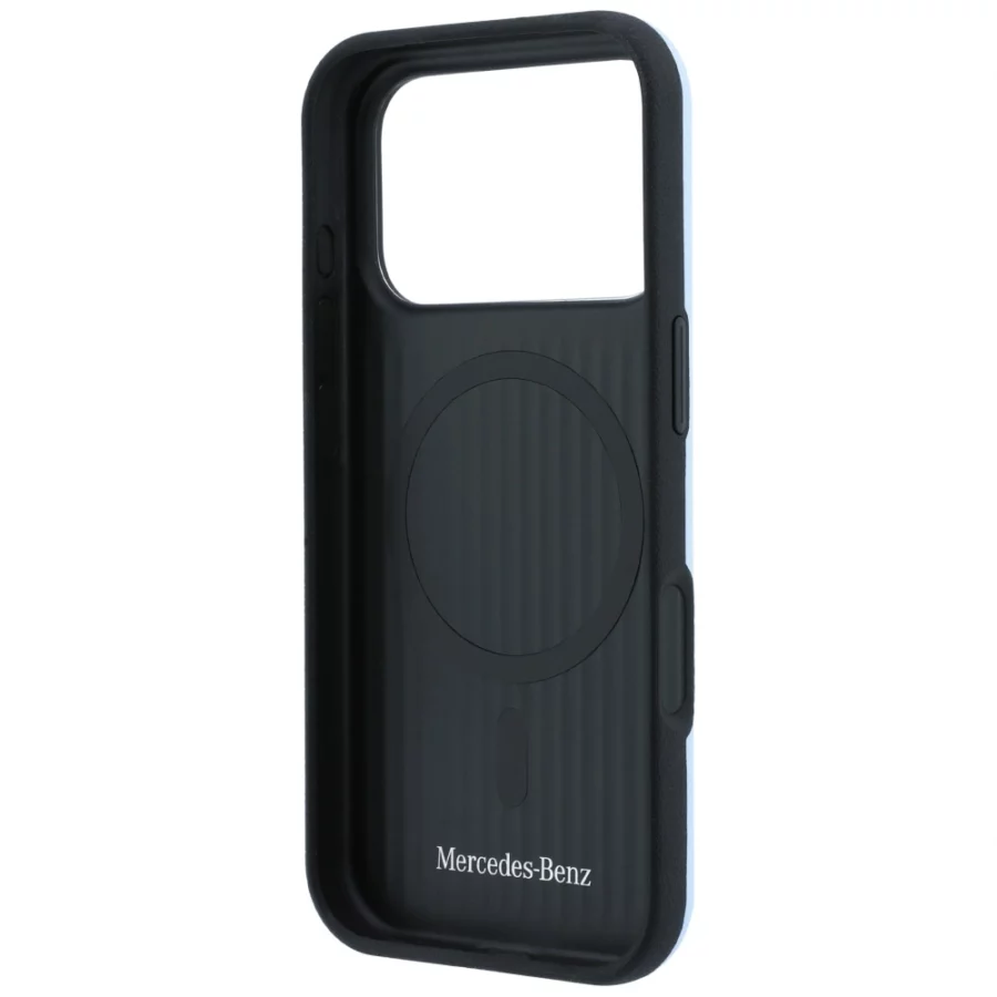 Etui Mercedes Leather Semi Wrap Iconic Line MagSafe na iPhone 18 Pro Max / 17 Pro Max - niebieske