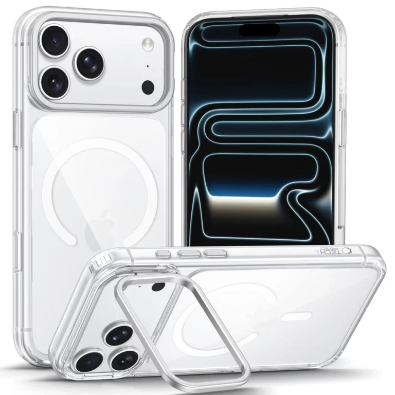 Etui Tech-Protect MagStand MagSafe CC na iPhone 18 Pro / 17 Pro - przezroczyste