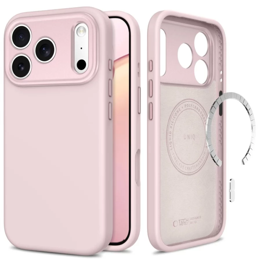Etui Tech-Protect Uniq MagSafe CC na iPhone 18 Pro / 17 Pro - różowe