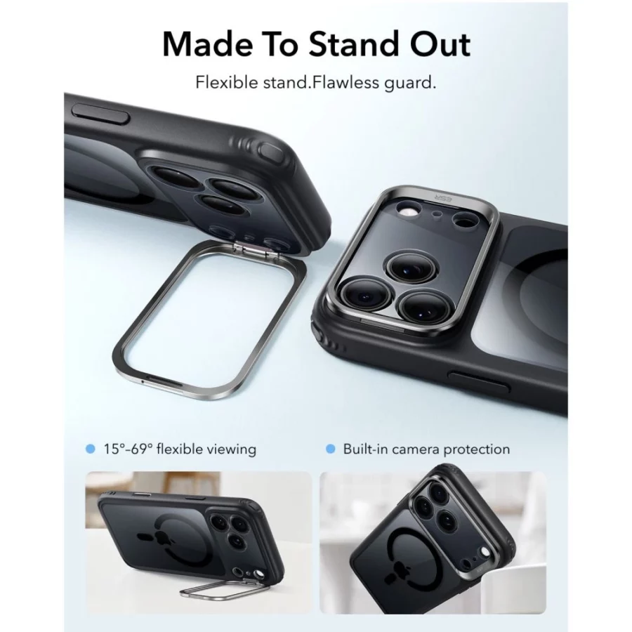 Etui ESR Classic Hybrid Kickstand MagSafe na iPhone 18 Pro / 17 Pro - przezroczysto-czarne