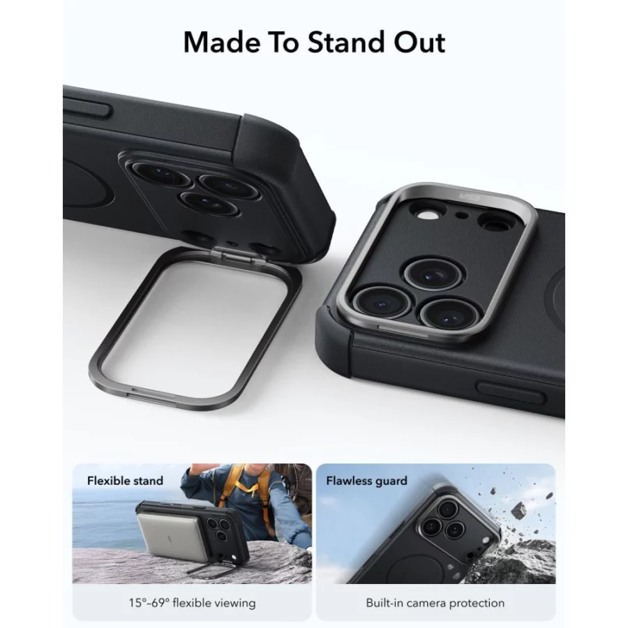 Etui ESR Cyber Tough Kickstand MagSafe na iPhone 18 Pro / 17 Pro - czarne