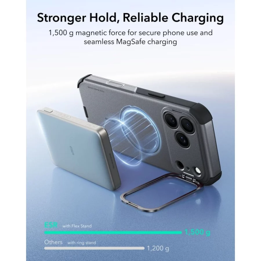 Etui ESR Cyber Tough Kickstand MagSafe na iPhone 18 Pro / 17 Pro - szare