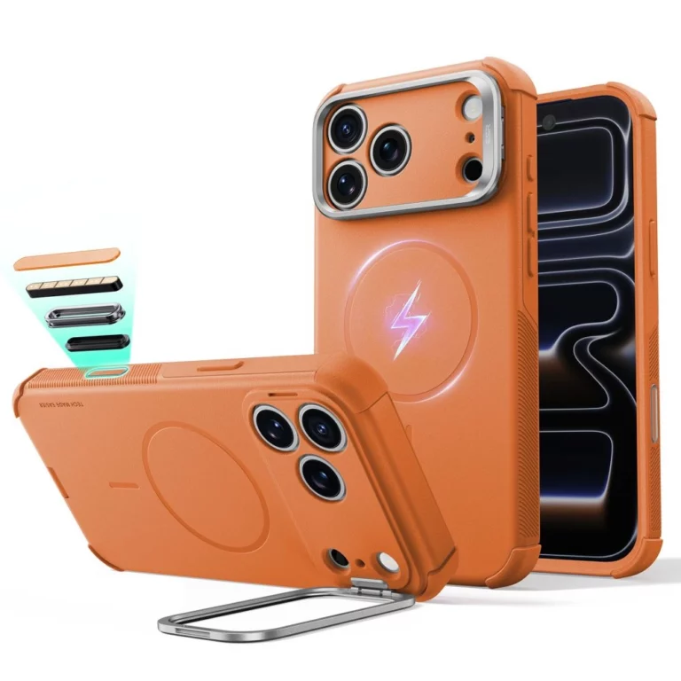 Etui ESR Cyber Tough Kickstand MagSafe na iPhone 18 Pro / 17 Pro - pomarańczowe