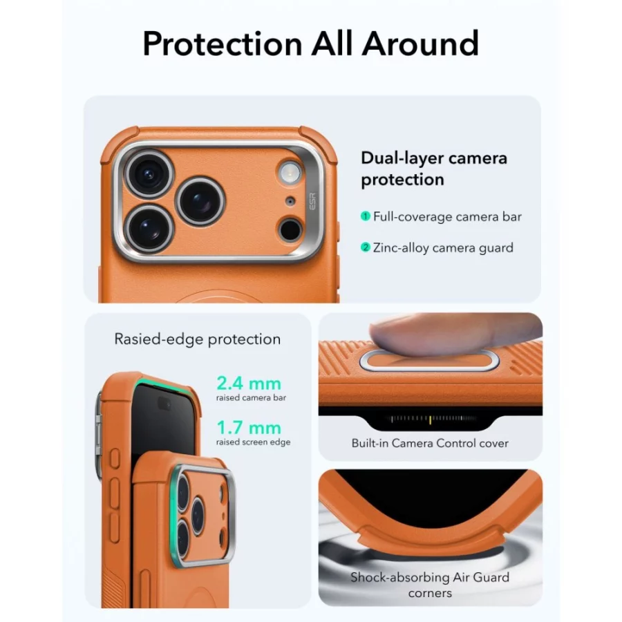 Etui ESR Cyber Tough Kickstand MagSafe na iPhone 18 Pro / 17 Pro - pomarańczowe