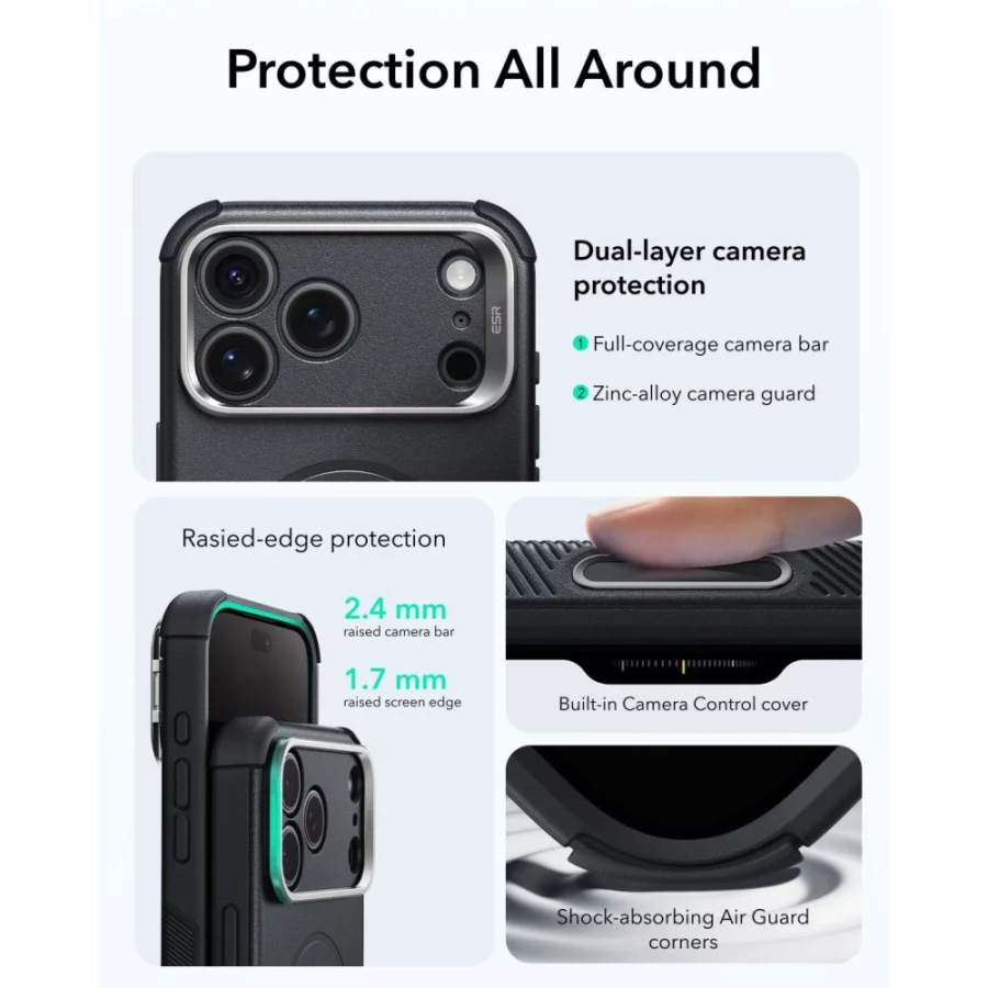 Etui ESR Cyber Tough Kickstand MagSafe na iPhone 18 Pro Max / 17 Pro Max - czarne