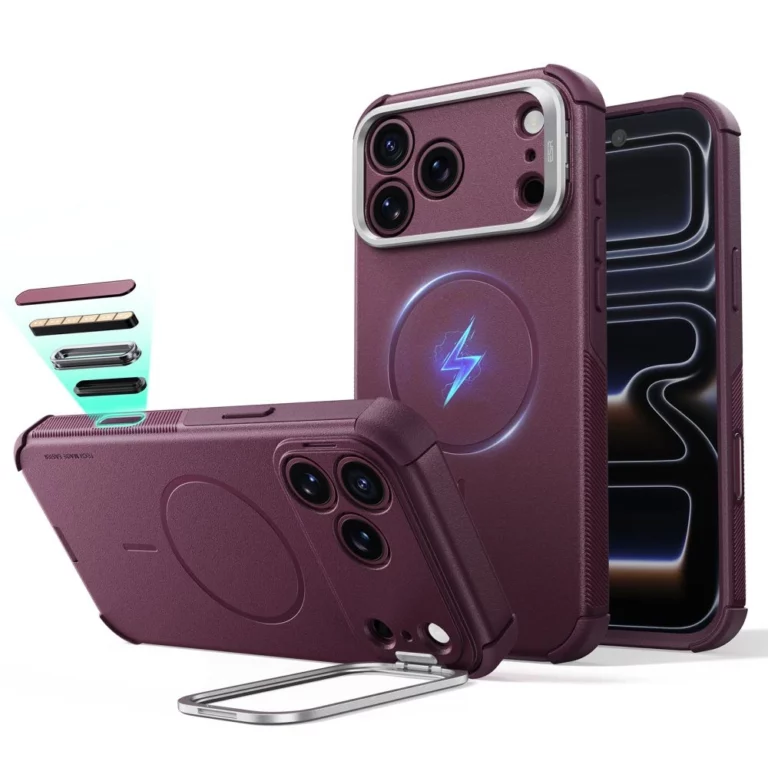Etui ESR Cyber Tough Kickstand MagSafe na iPhone 18 Pro Max / 17 Pro Max - dark cherry