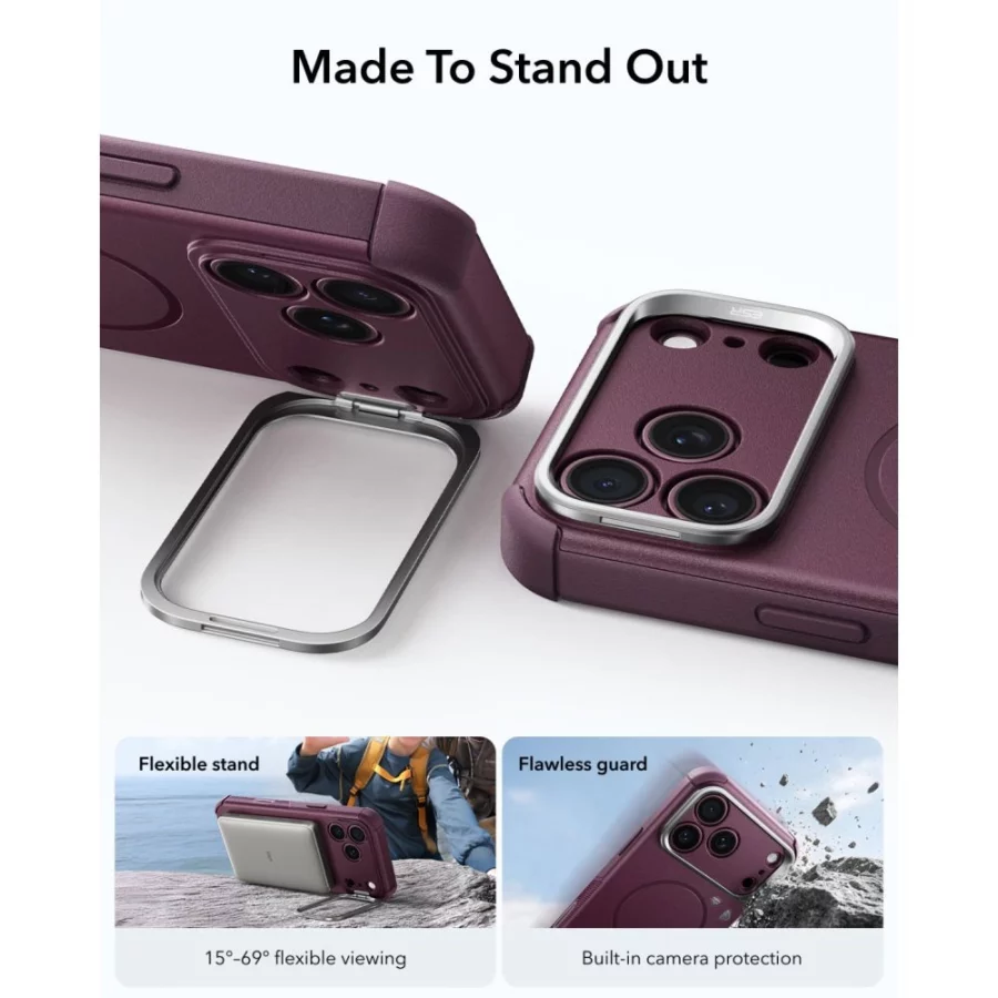 Etui ESR Cyber Tough Kickstand MagSafe na iPhone 18 Pro Max / 17 Pro Max - dark cherry