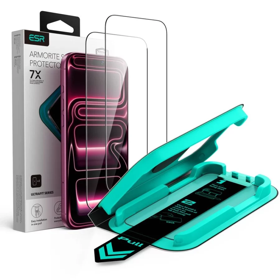 Szkło hartowane ESR UltraFit Armorite 2-Pack na iPhone 18 Pro Max / 17 Pro Max - czarne