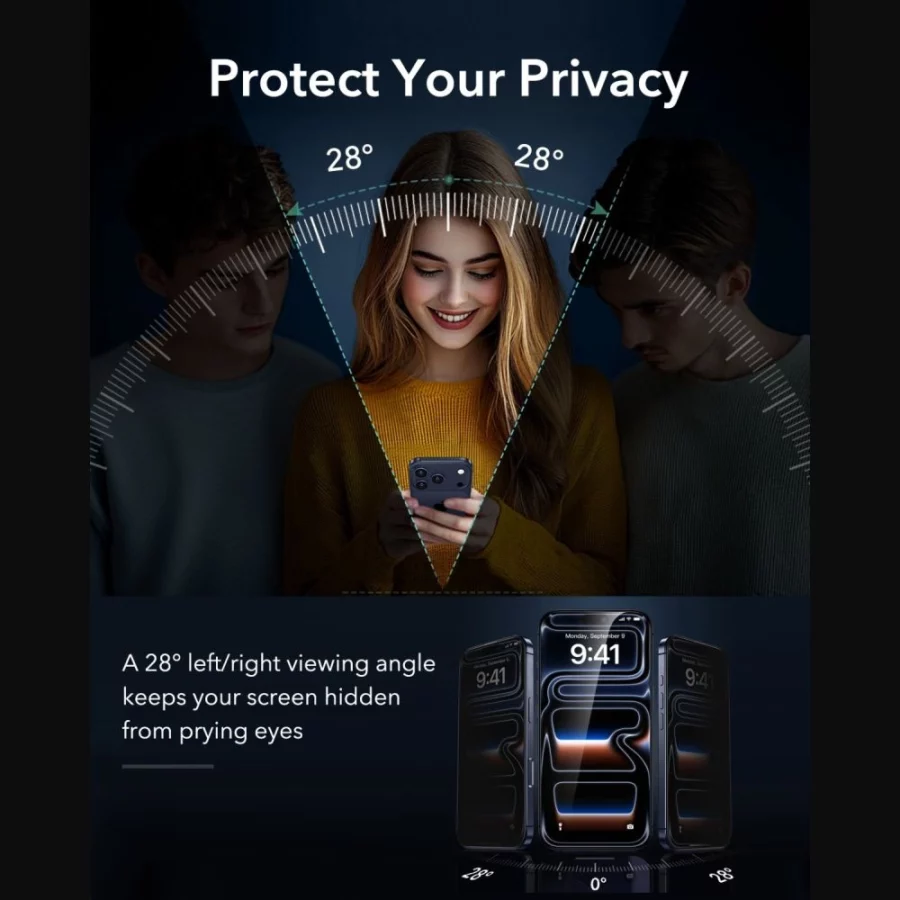 Szkło hartowane ESR UltraFit Armorite Privacy 2-Pack prywatyzujące na iPhone 18 Pro Max