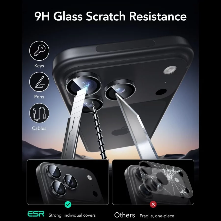 Szkło hartowane na aparat ESR Armorite Camera Protector na iPhone 18 Pro / 18 Pro Max - czarna