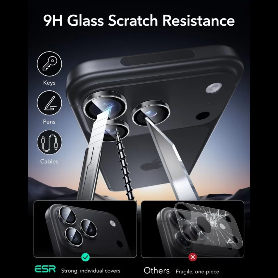 Szkło hartowane na aparat ESR Armorite Camera Protector na iPhone 18 Pro / 18 Pro Max - dark cherry