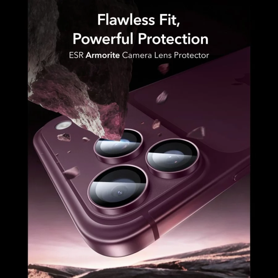 Szkło hartowane na aparat ESR Armorite Camera Protector na iPhone 18 Pro / 18 Pro Max - dark cherry