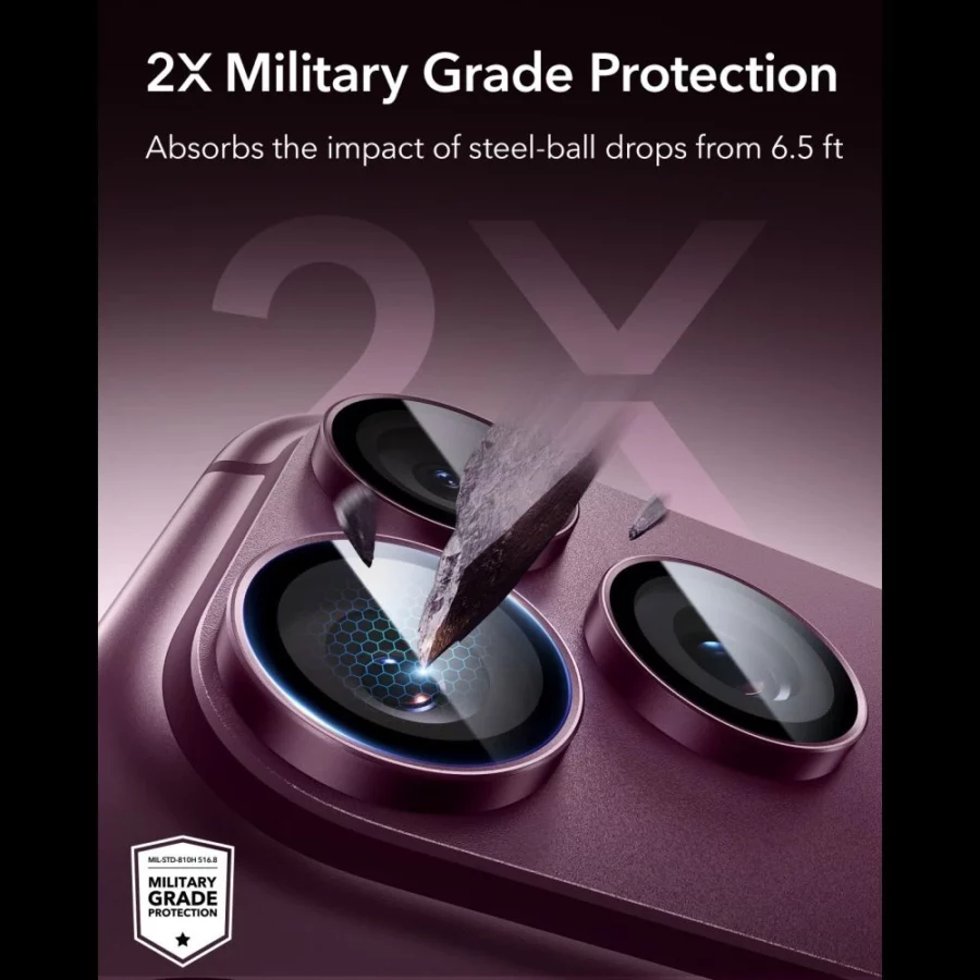 Szkło hartowane na aparat ESR Armorite Camera Protector na iPhone 18 Pro / 18 Pro Max - dark cherry