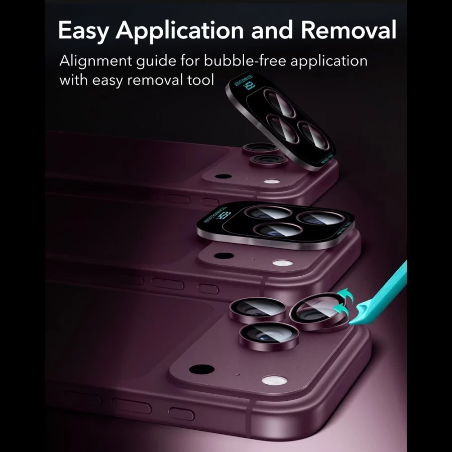 Szkło hartowane na aparat ESR Armorite Camera Protector na iPhone 18 Pro / 18 Pro Max - dark cherry