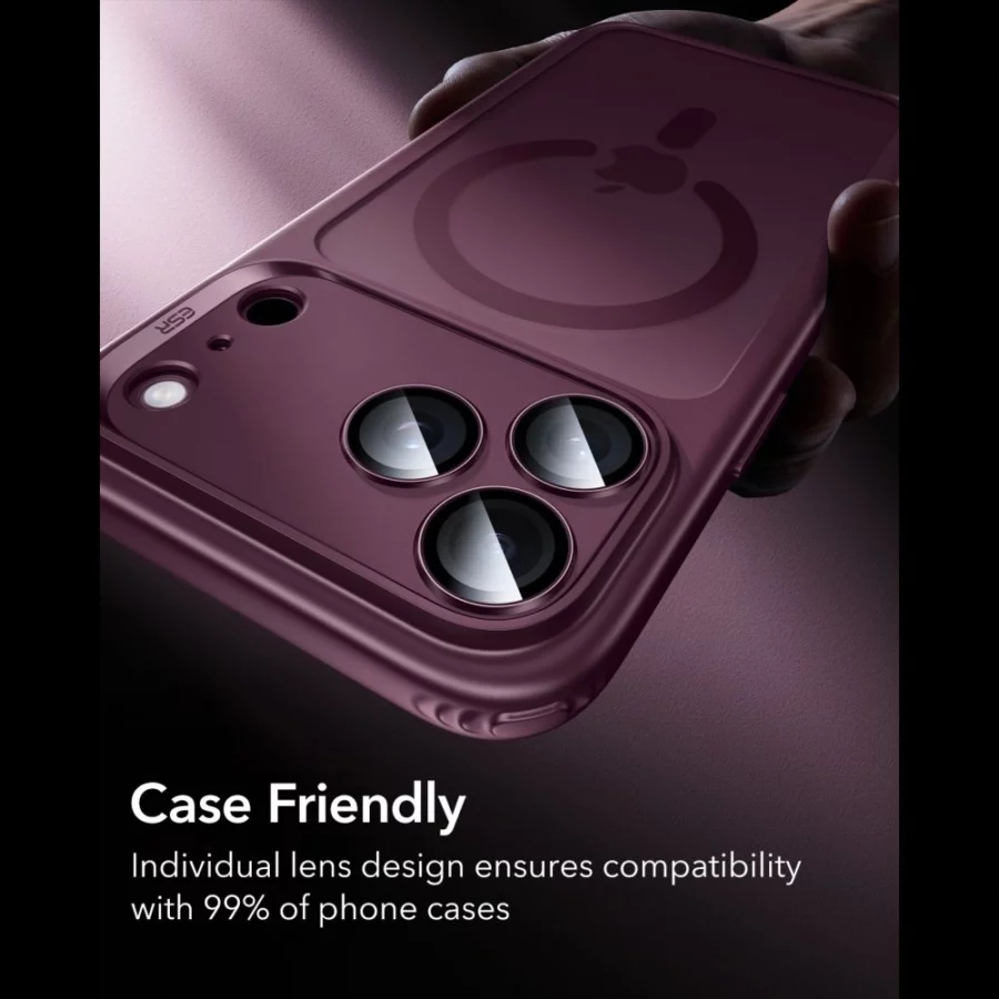 Szkło hartowane na aparat ESR Armorite Camera Protector na iPhone 18 Pro / 18 Pro Max - dark cherry