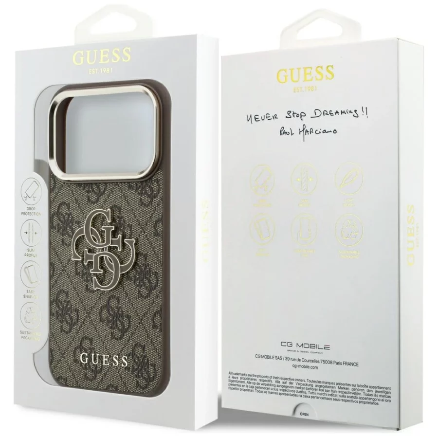 Etui Guess 4G & Big Resin Logo na iPhone 17 Pro Max / 18 Pro Max - brązowe