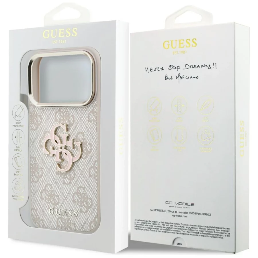 Etui Guess 4G & Big Resin Logo na iPhone 17 Pro Max / 18 Pro Max - różowe