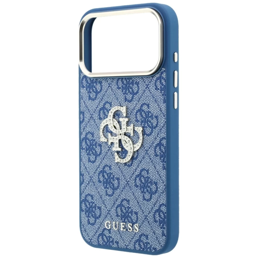 Etui Guess 4G & Big Strass Logo na iPhone 18 Pro / 17 Pro - niebieskie