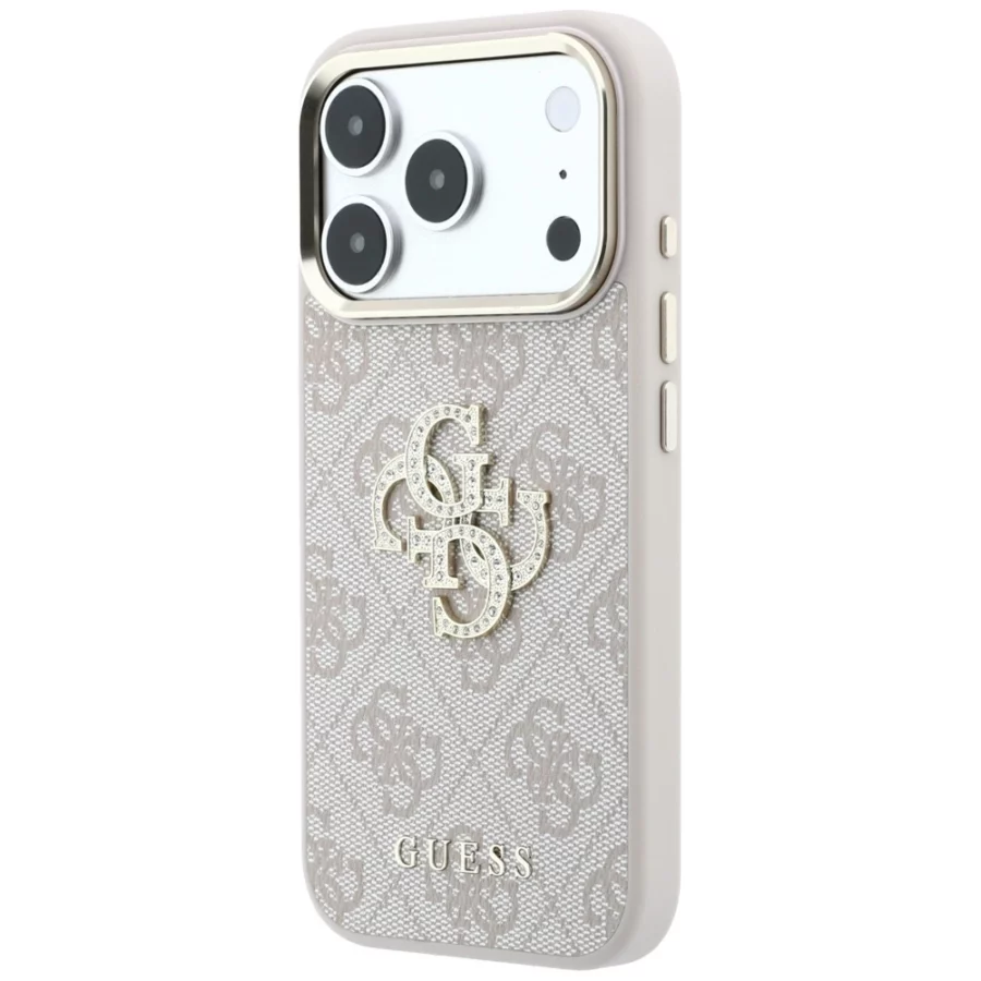 Etui Guess 4G & Big Strass Logo na iPhone 17 Pro / 18 Pro - różowe