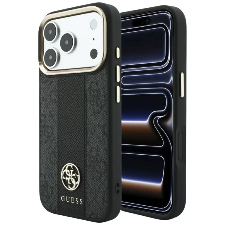 Etui Guess 4G with Stripe Round and Classic Logos MagSafe na iPhone 17 Pro / 18 Pro - czarne