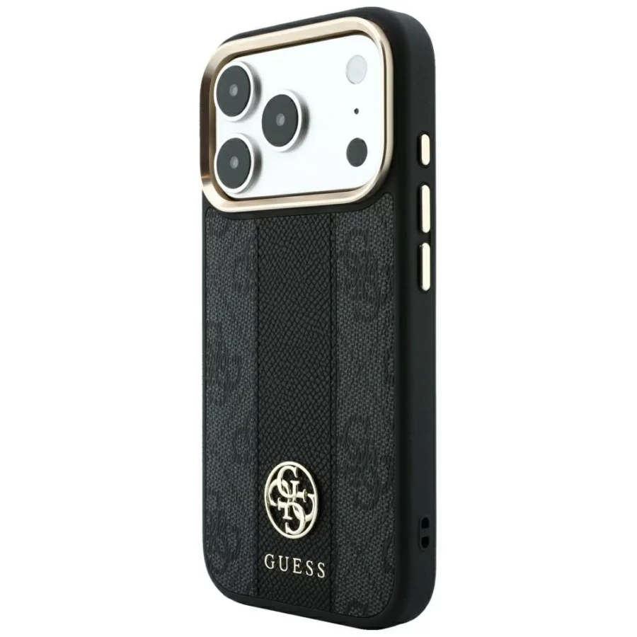 Etui Guess 4G with Stripe Round and Classic Logos MagSafe na iPhone 17 Pro / 18 Pro - czarne