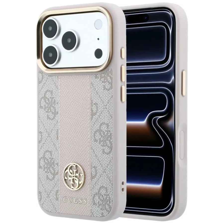 Etui Guess 4G with Stripe Round and Classic Logos MagSafe na iPhone 17 Pro / 18 Pro - różowe