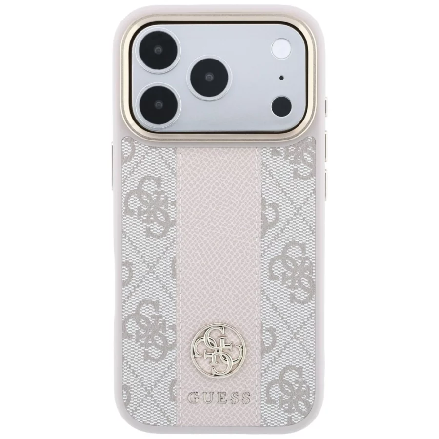 Etui Guess 4G with Stripe Round and Classic Logos MagSafe na iPhone 17 Pro / 18 Pro - różowe