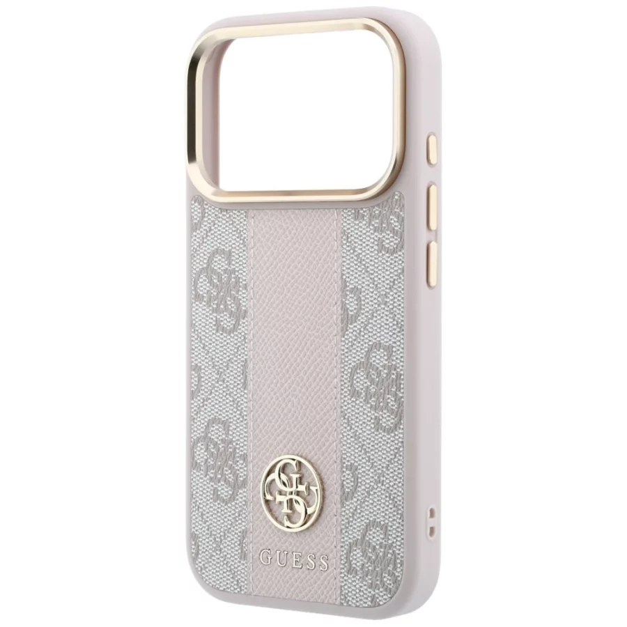 Etui Guess 4G with Stripe Round and Classic Logos MagSafe na iPhone 17 Pro / 18 Pro - różowe