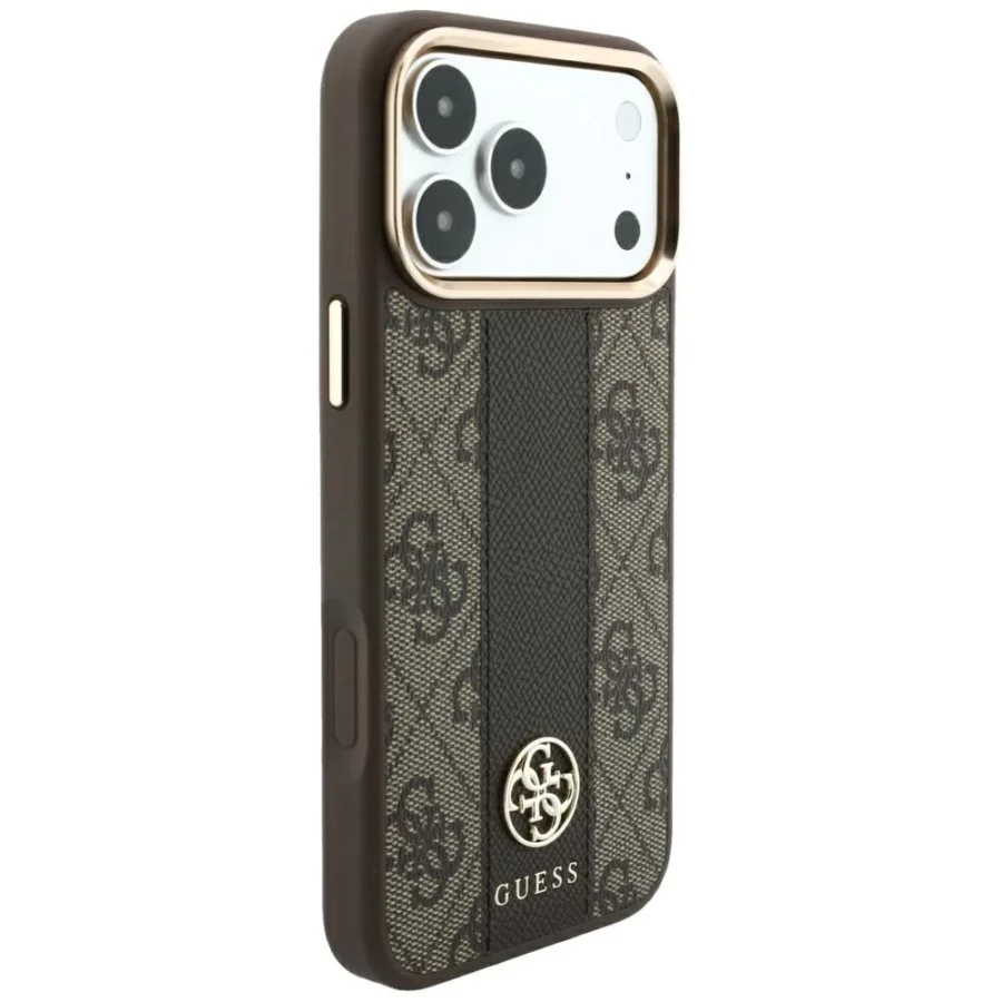 Etui Guess 4G with Stripe Round and Classic Logos MagSafe na iPhone 17 Pro Max / 18 Pro Max - brązowe