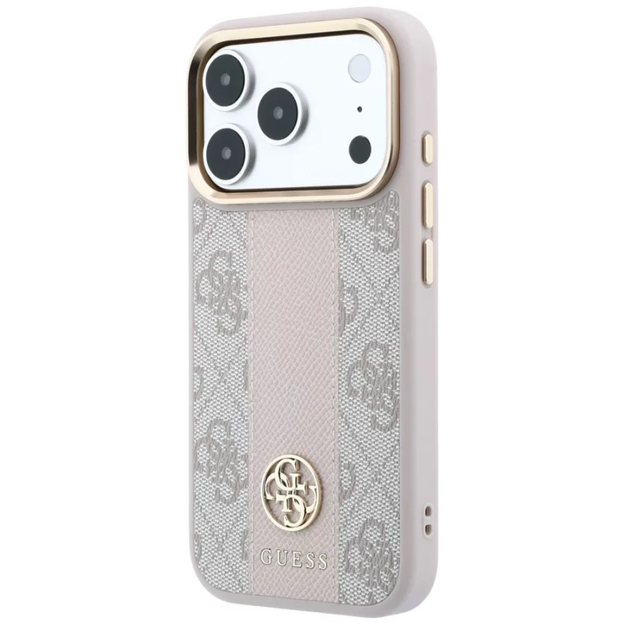 Etui Guess 4G with Stripe Round and Classic Logos MagSafe na iPhone 17 Pro Max / 18 Pro Max - różowe