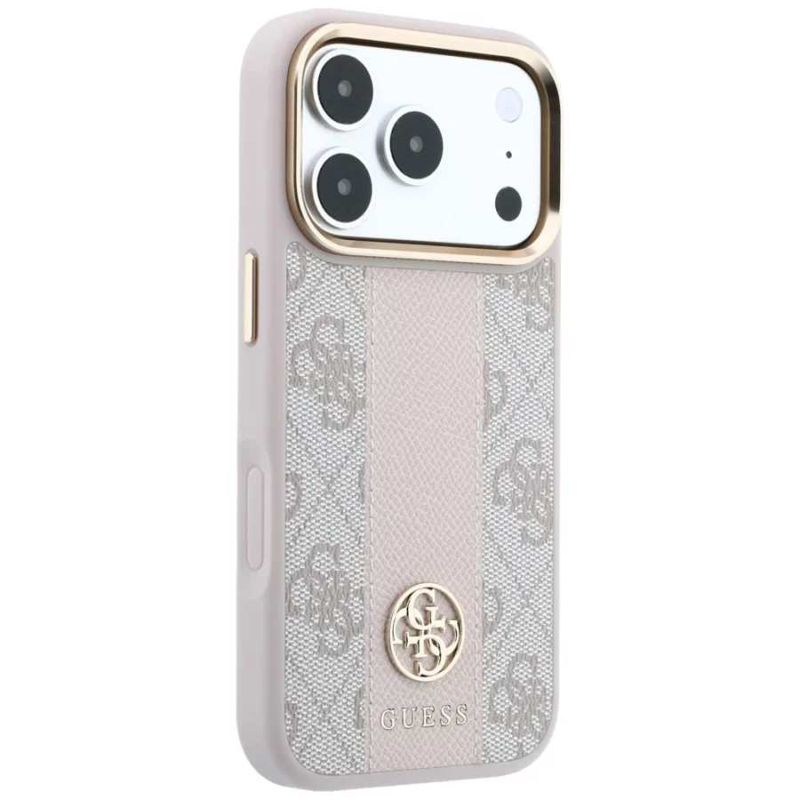 Etui Guess 4G with Stripe Round and Classic Logos MagSafe na iPhone 17 Pro Max / 18 Pro Max - różowe