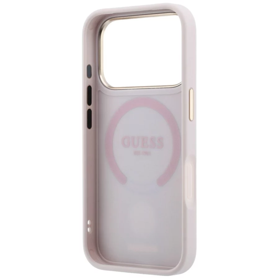 Etui Guess 4G with Stripe Round and Classic Logos MagSafe na iPhone 17 Pro Max / 18 Pro Max - różowe